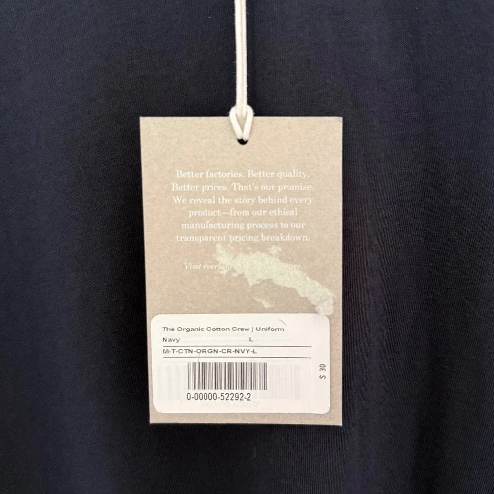 NWT Everlane Mens Organic Cotton Crew Uniform T-Shirt Navy Blue Size L - Picture 8 of 10